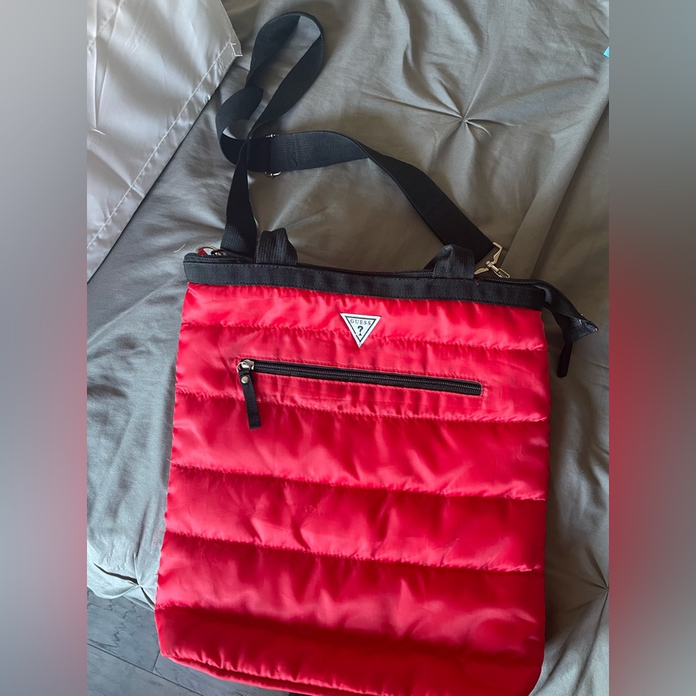 Guess red laptop bag